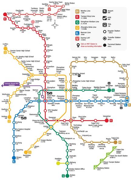 Bản đồ nhà ga trung tâm Đài Bắc. 