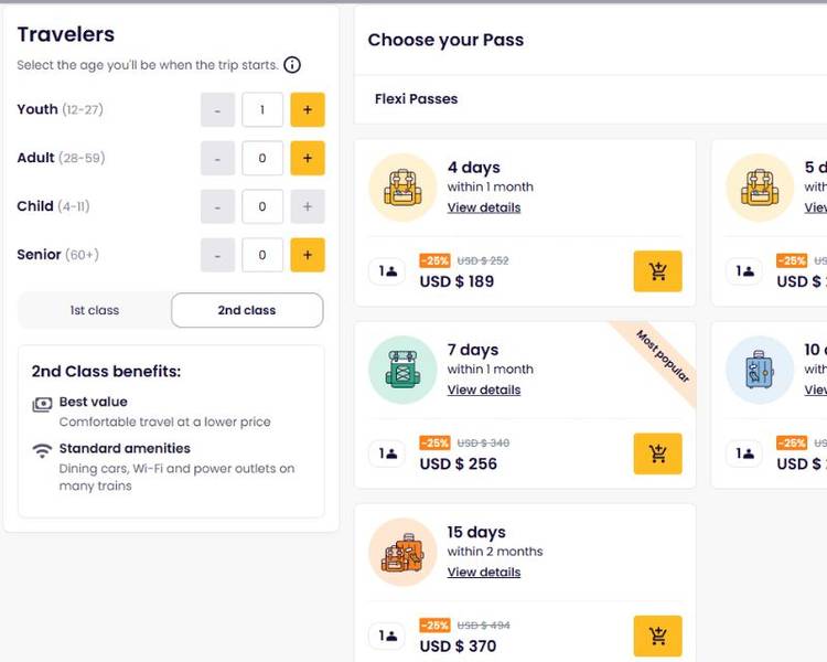 Mua Eurail Pass trực tuyến tại trang web của Eurail.