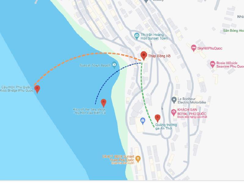 vị trí tháp đồng hồ Phú Quốc