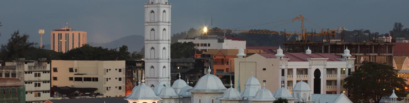 Kuala Terengganu Masjid Putih landmark from afar during dusk