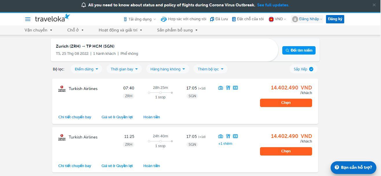 ve may bay Zurich Sai Gon