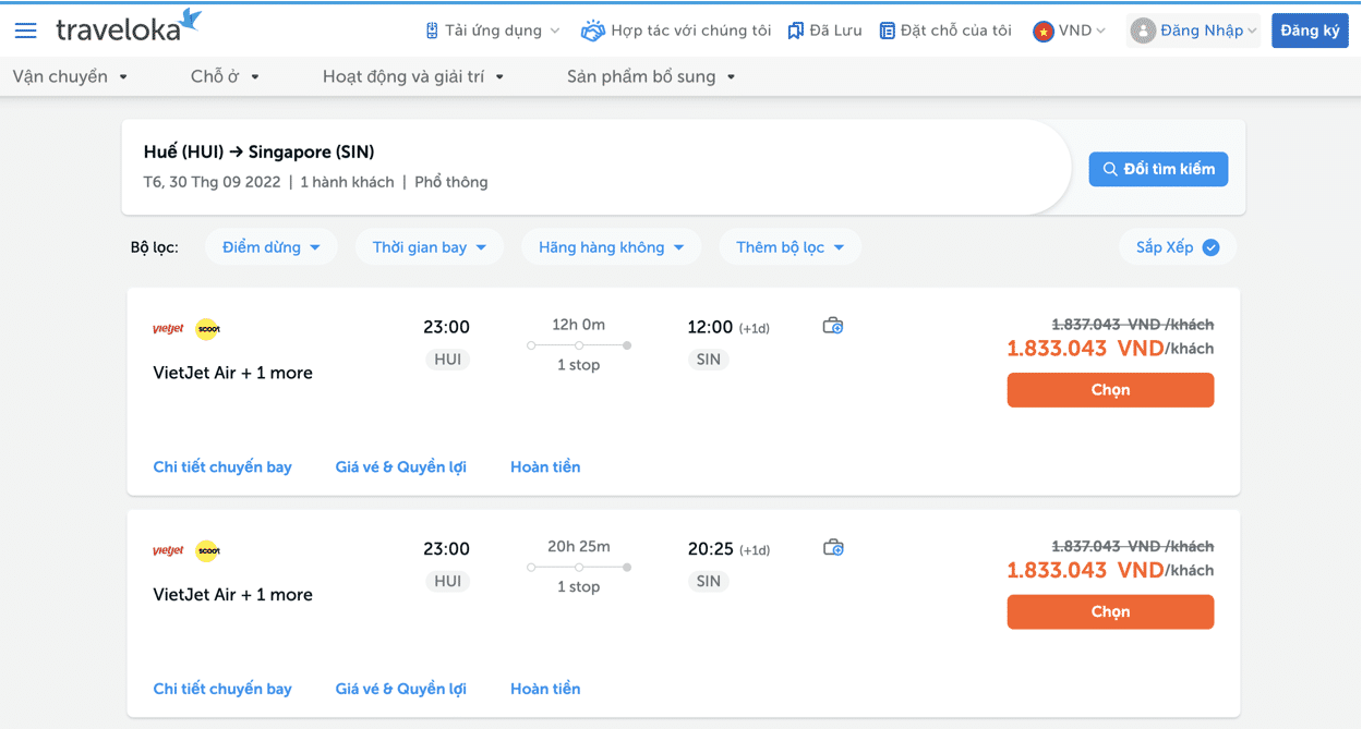 Vé máy bay Huế Singapore