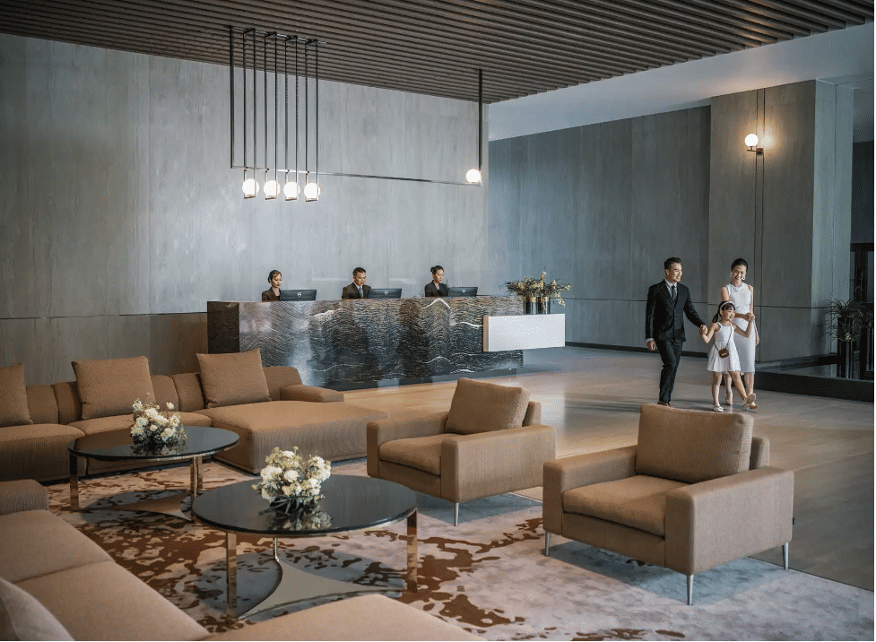 Khu vực sảnh chờ của Fraser Residence Hanoi