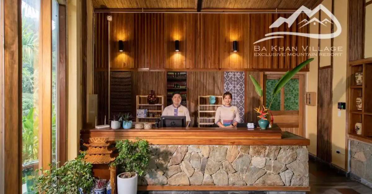 Không gian sảnh chờ của BaKhan Village Resort