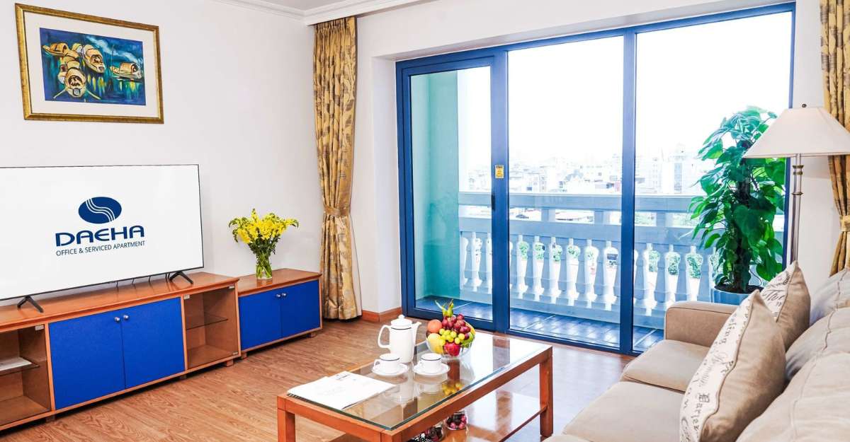 Không gian thoải mái và tiện nghi của căn hộ 2 phòng ngủ tại Daeha Serviced Apartment