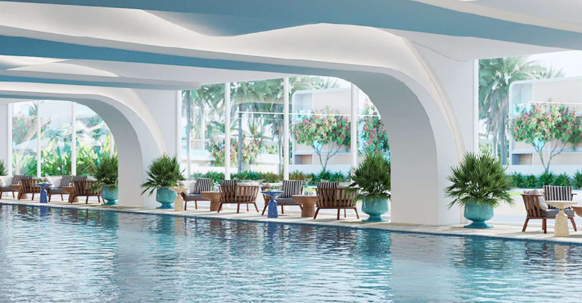 Không gian bể bơi trong nhà tại Dream Dragon Resort