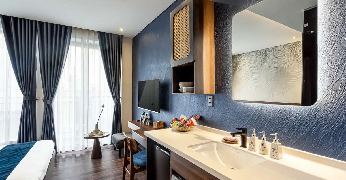 Không gian thoải mái và tiện nghi của phòng Grand Deluxe View tại KunKin Garden ApartHotel & Spa