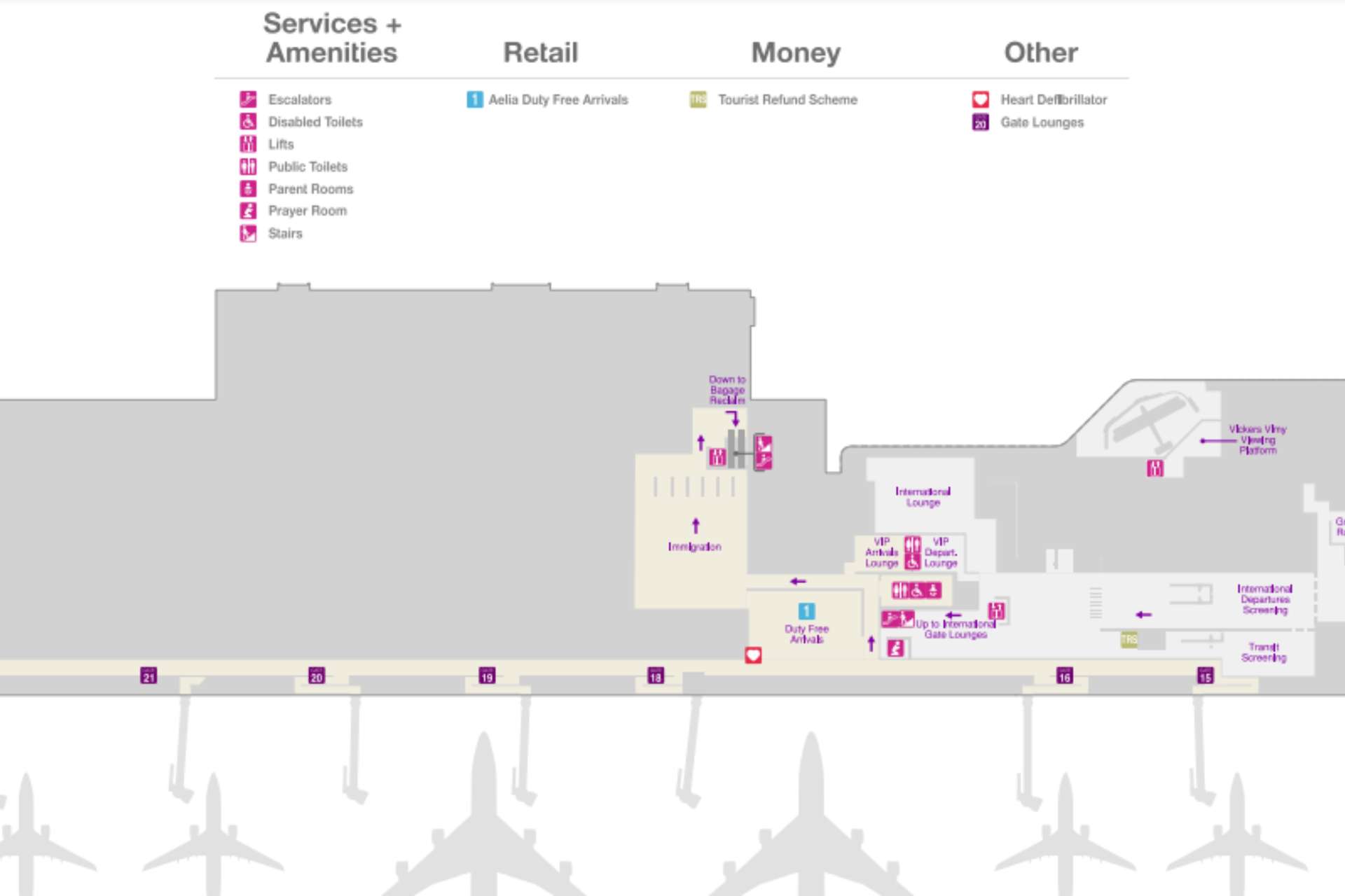 Sơ đồ tầng 1 của nhà ga sân bay Adelaide Airport