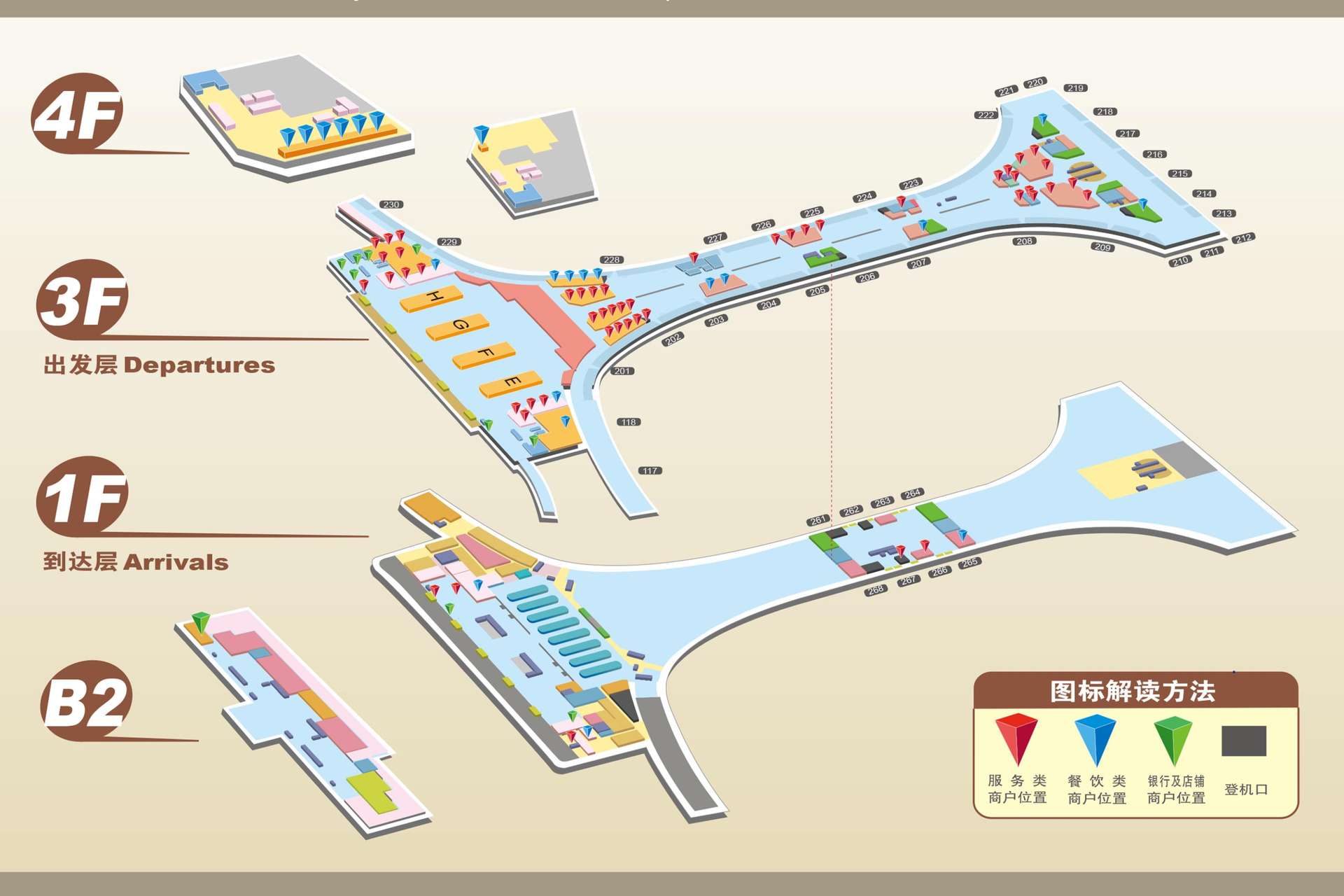 Sơ đồ nhà ga hành khách 2 sân bay Tân Hải Thiên Tân