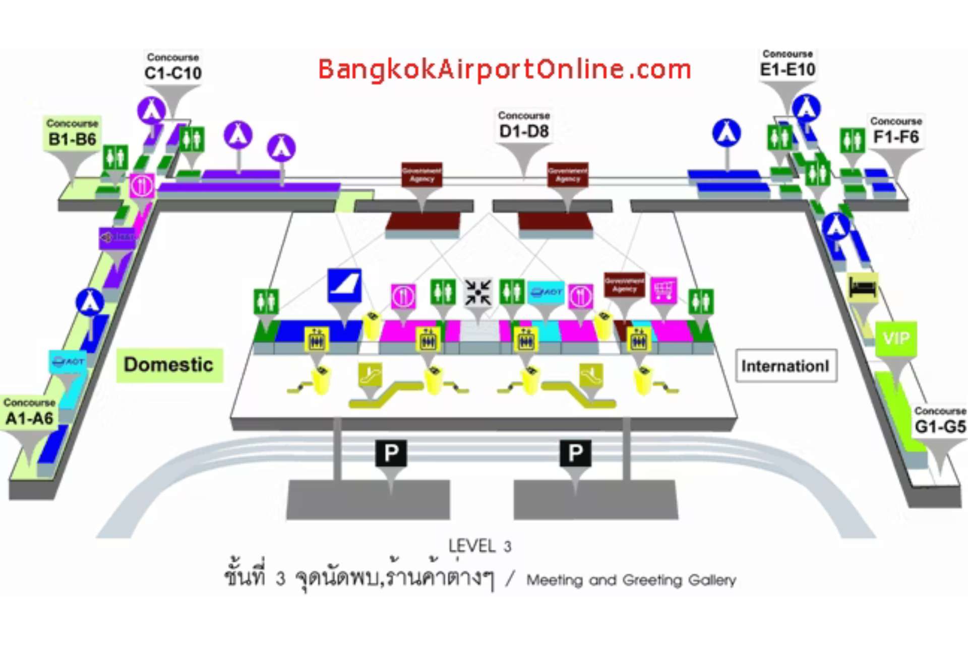 Sơ đồ tầng 3 của sân bay Suvarnabhumi