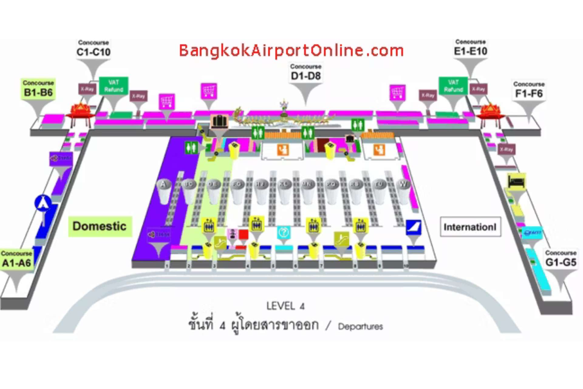 Sơ đồ tầng 4 của sân bay Suvarnabhumi