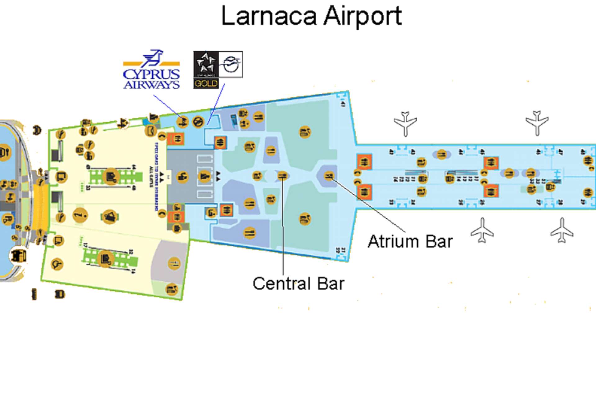 Sơ đồ cấu trúc nhà ga hành khách sân bay quốc tế Larnaca