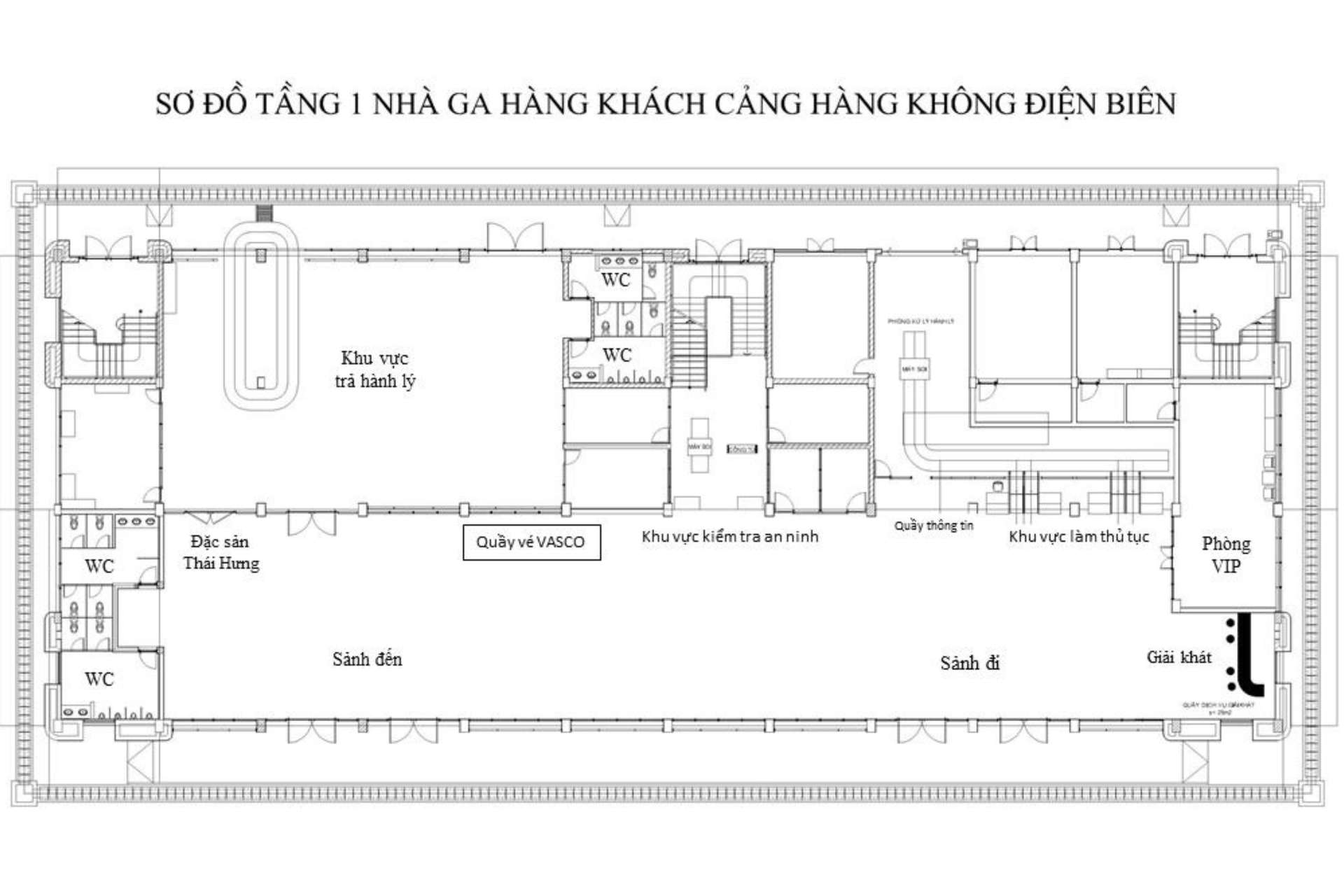 Sơ đồ tầng 1 nhà ga sân bay Điện Biên Phủ
