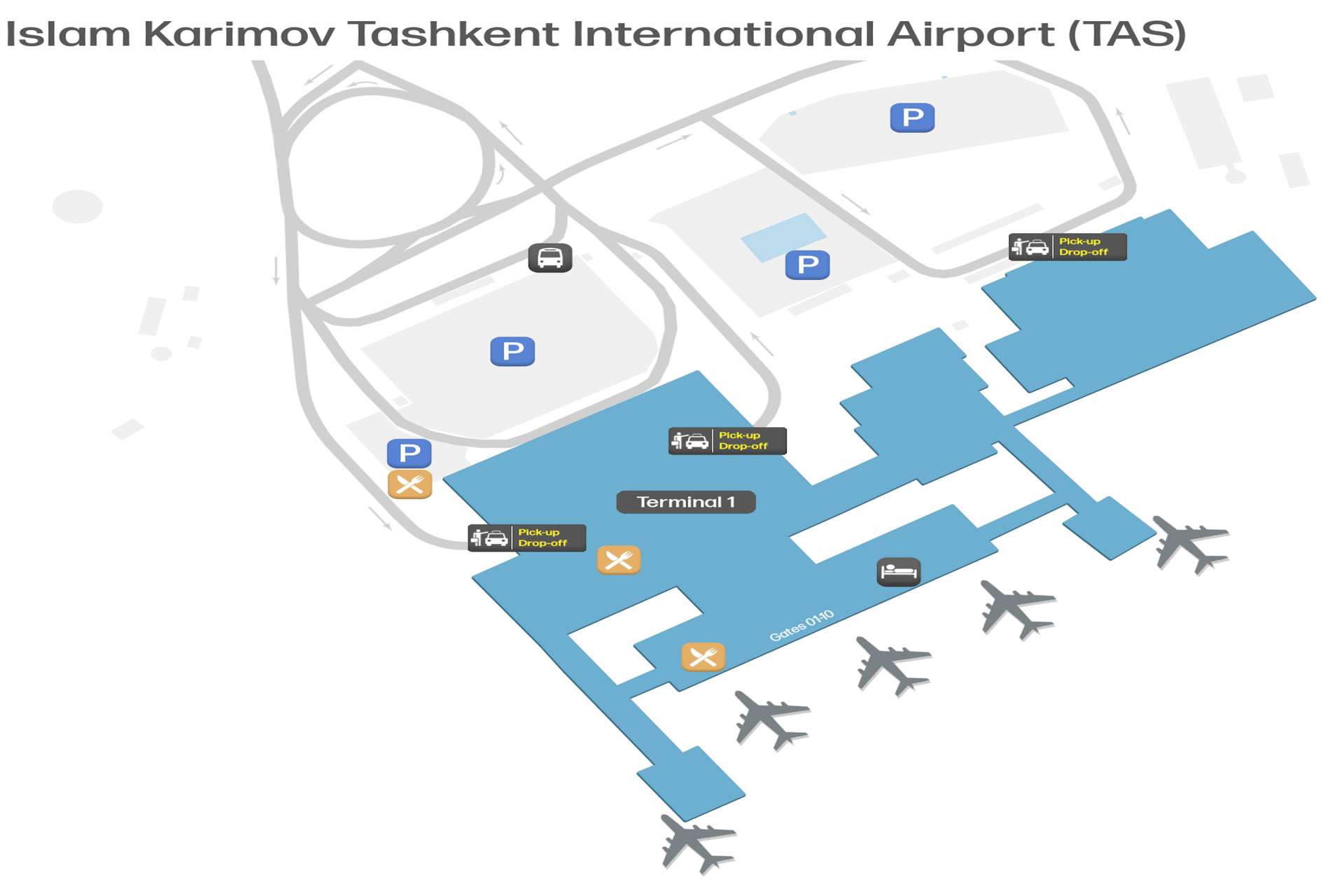 Bản đồ các ga tại sân bay Tashkent