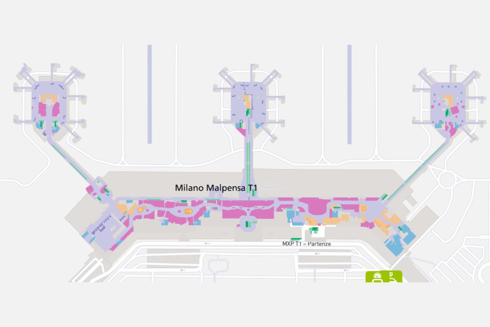 Bản đồ của nhà ga T1 tại sân bay Malpensa