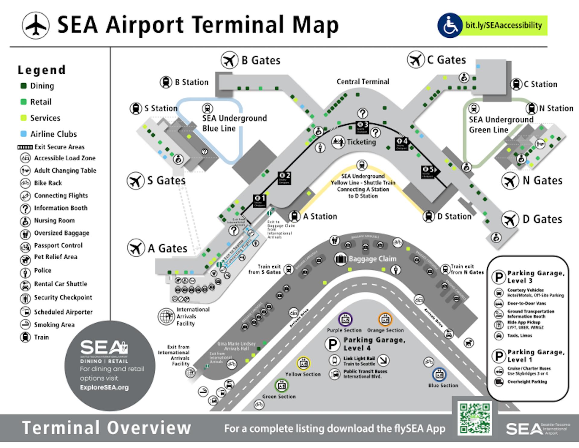 Sơ đồ nhà ga sân bay quốc tế Seattle Tacoma