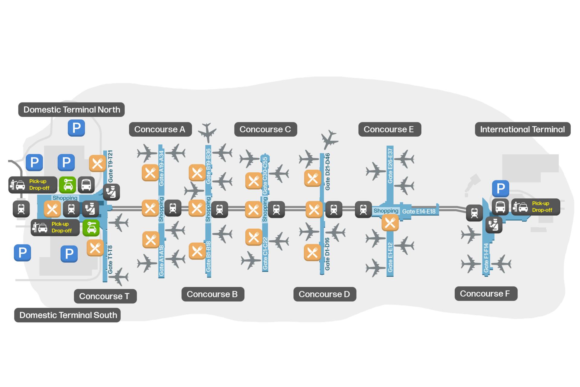 Sơ đồ sân bay quốc tế Hartsfield Jackson Atlanta