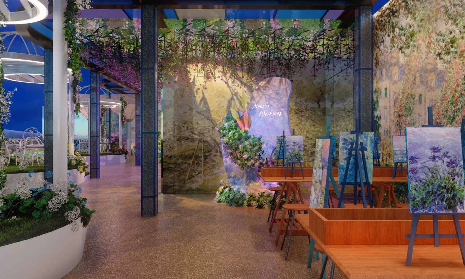 khu vực trưng bày trong triển lãm Van Gogh và Monet
