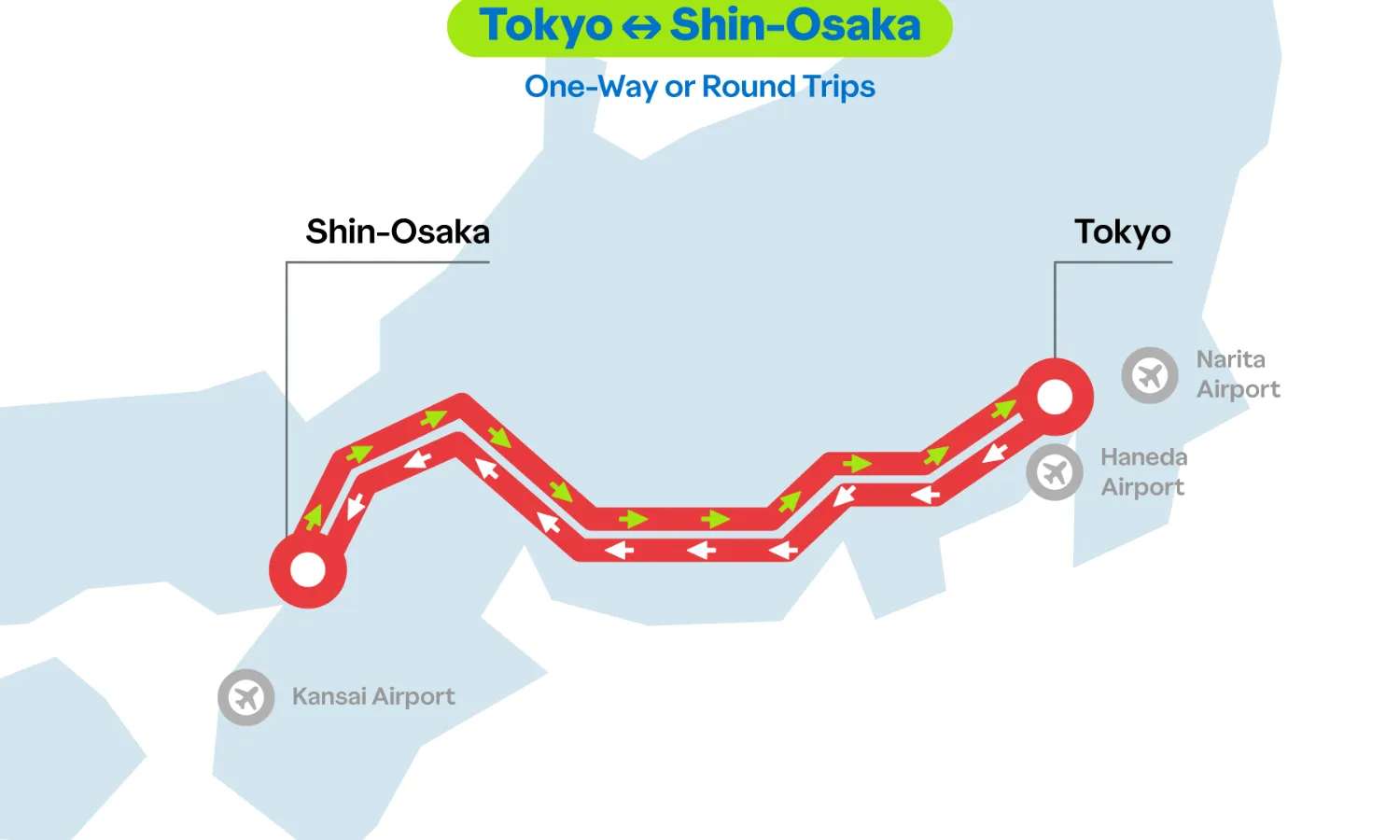 tuyến đường tàu Nozomi Shinkansen (Tokyo ⇄ Shin Osaka)