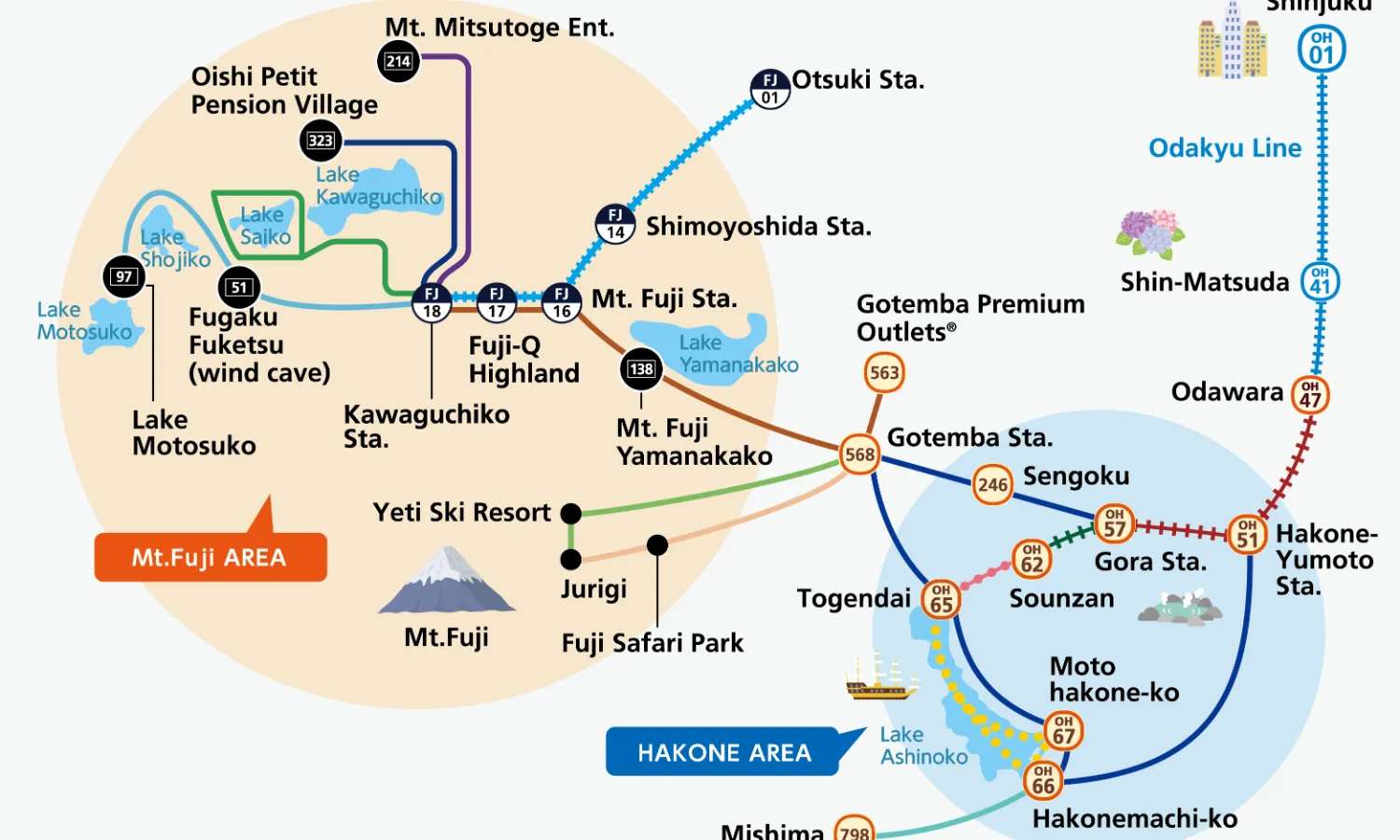bản đồ Fuji Hakone Pass