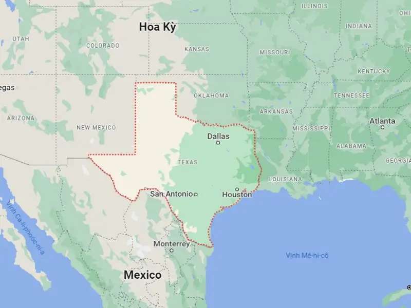 Texas trên bản đồ