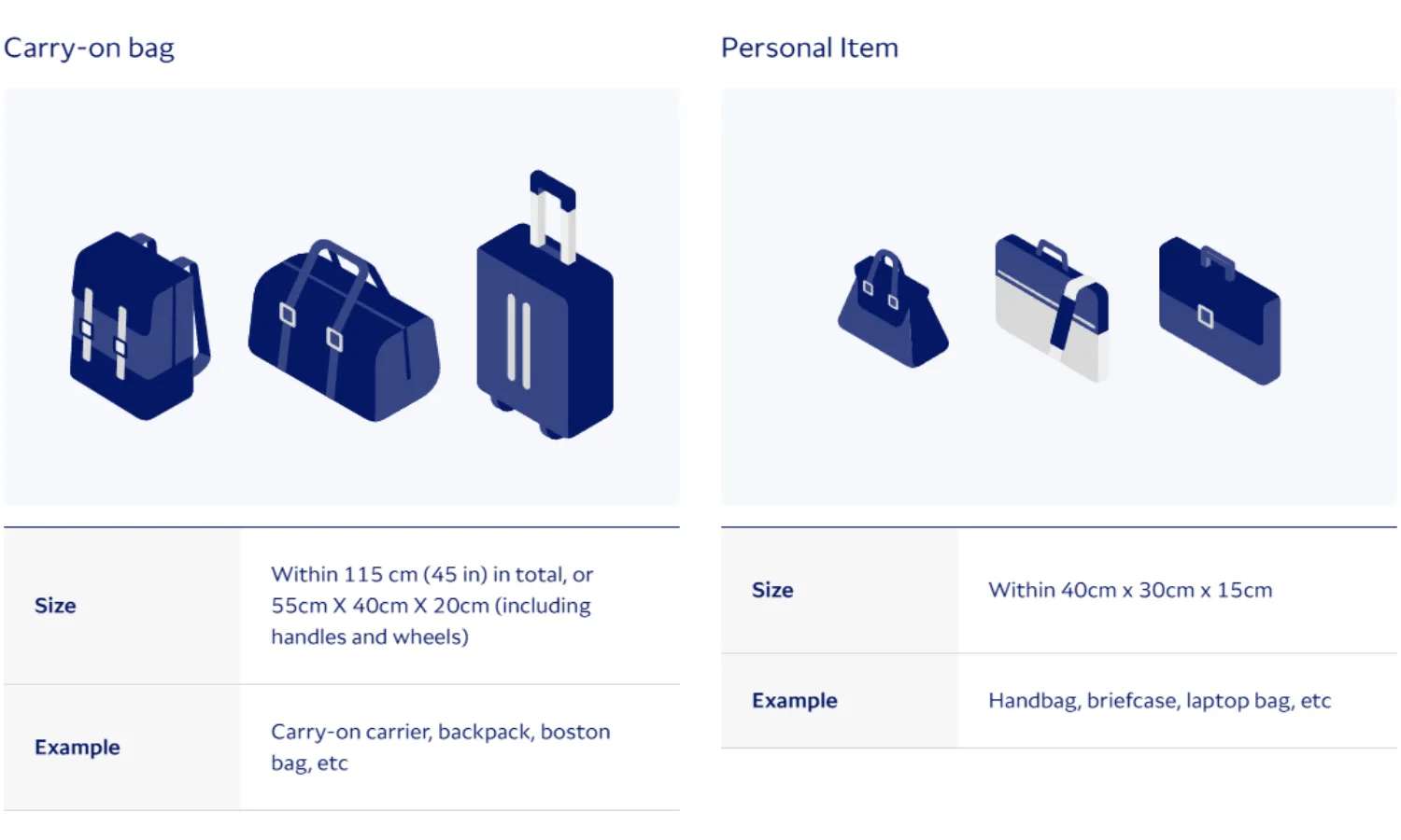Quy định hành lý xách tay Korean Air