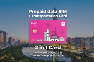 Korea 2-in-1 Unlimited Data SIM and T Money Transportation Card (Airport Pickup), ₱ 724.80