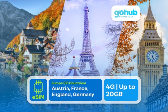 4G eSIM for Europe (33 Countries) by GoHub 1