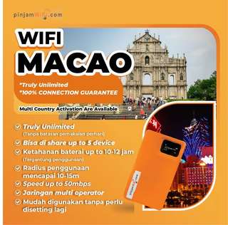 Pinjamwifi: Truly Unlimited Wi-Fi - Macau (Pengambilan Indonesia), SGD 5