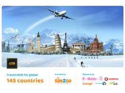 4G eSIM for Global (145 countries) by Sim2Go