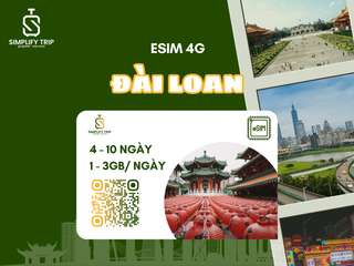 eSIM 4G dùng tại Đài Loan từ Simplify Trip, 108.000 VND