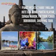 Pacitan 2 Days 1 Night Tour Package Route: Gong Cave, Klayar Beach, Maron River, VW Tour, Borobudur Temple, Shopping Tour