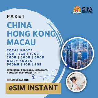 5G eSIM for China + Hong Kong + Macau by SIM GO KING, Rp 104.000