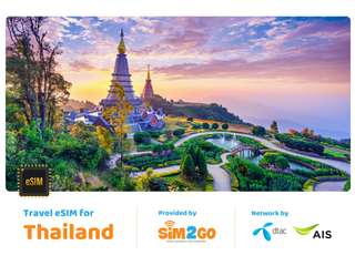 eSIM 4G dùng tại Thái Lan từ Sim2Go, 290.000 VND