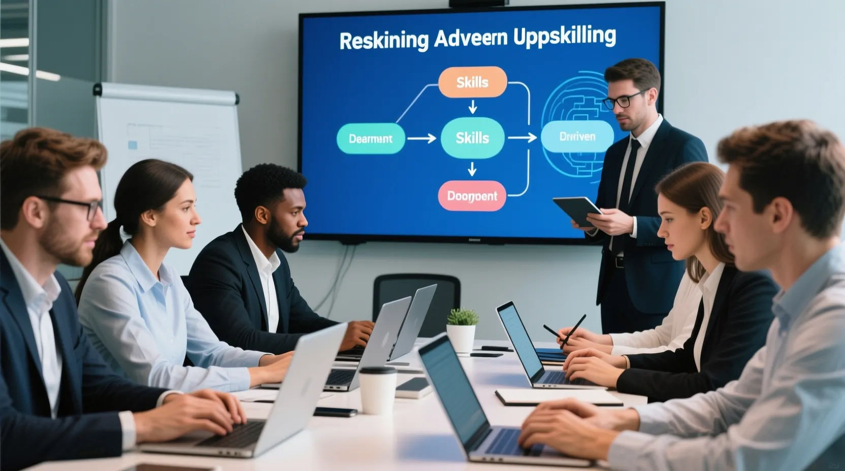 Trabajador utilizando inteligencia artificial para mejorar habilidades