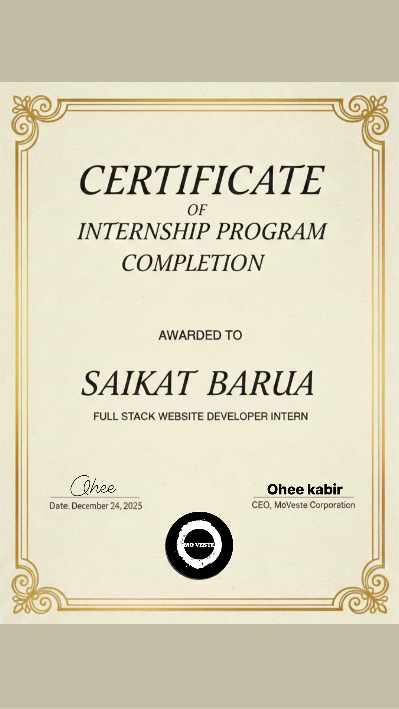 Saikat Barua Full Stack Developer