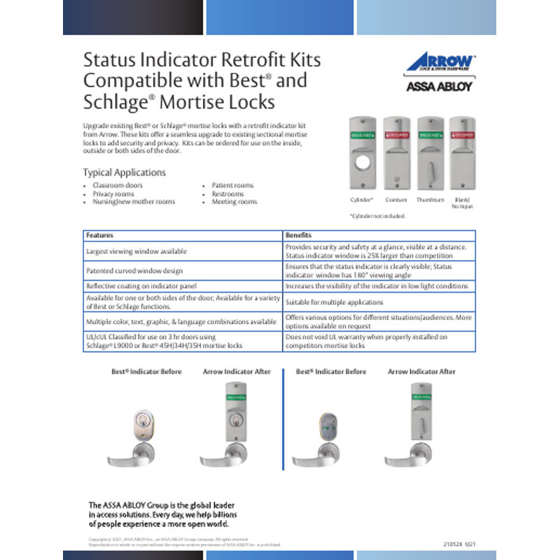 Competitor Indicator Kits for Best® and Schlage® Mortise Locks