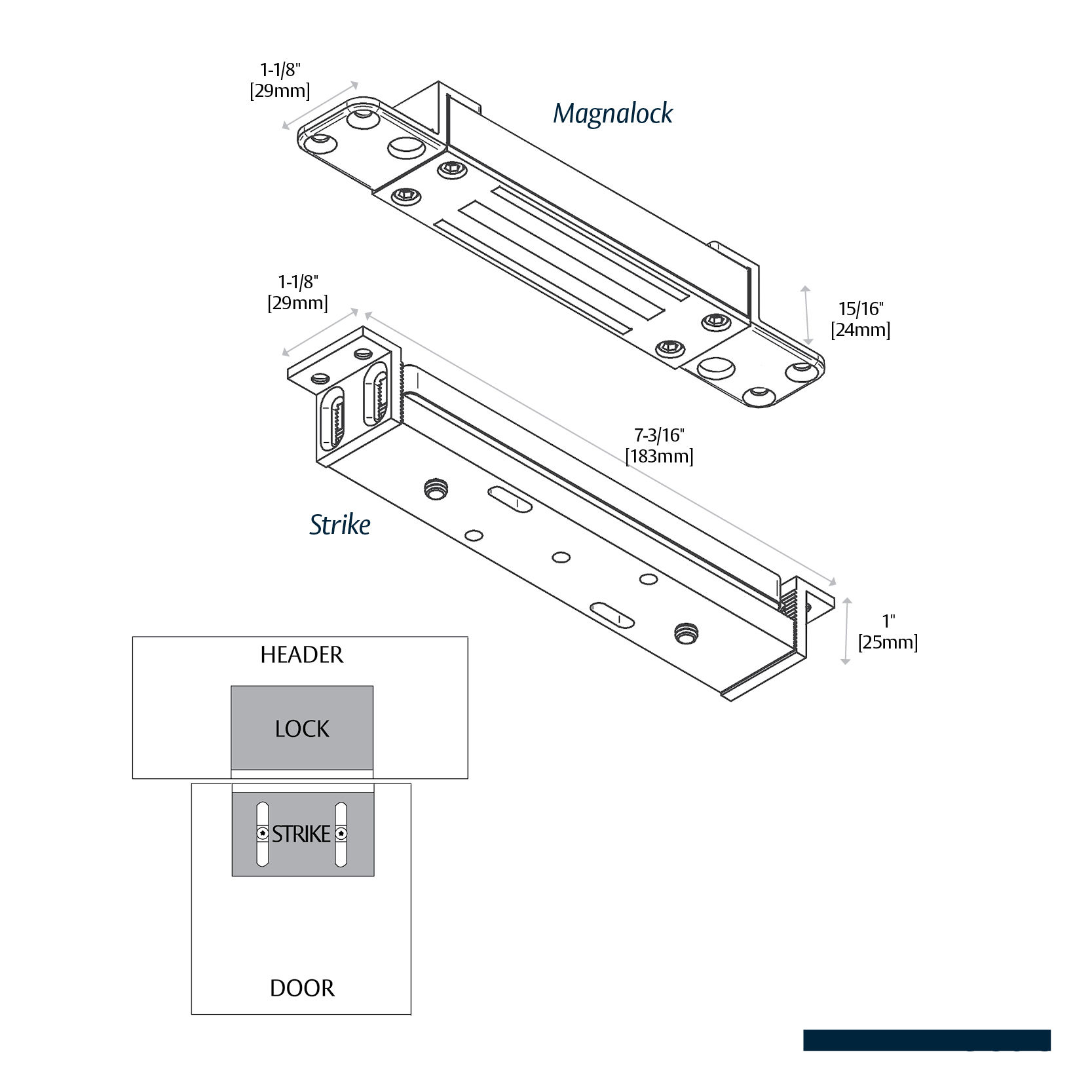 SECURITRON SAM2-24 Shear Aligning Concealed Magnalock (MAG
