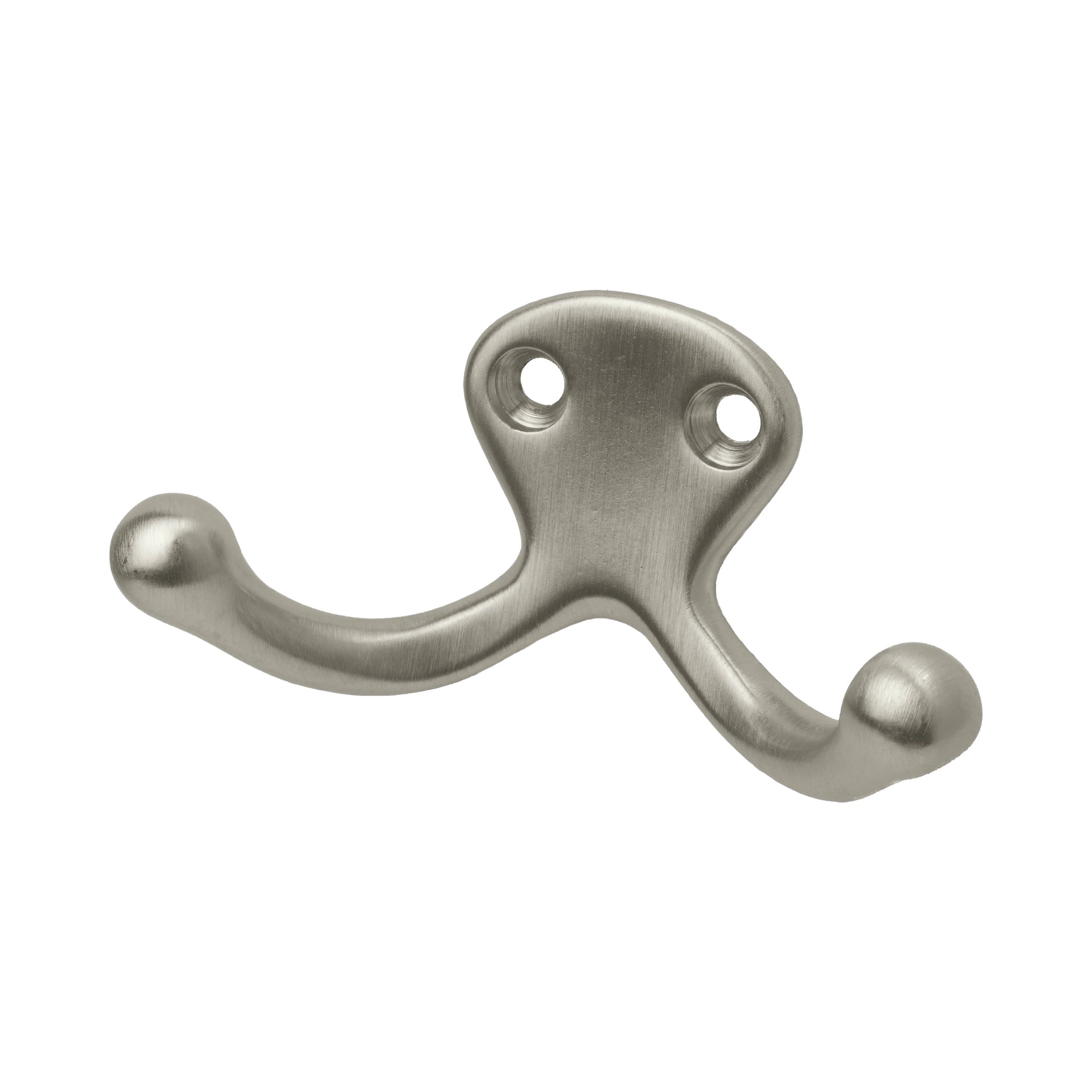 Brushed nickel double coat hooks hotsell