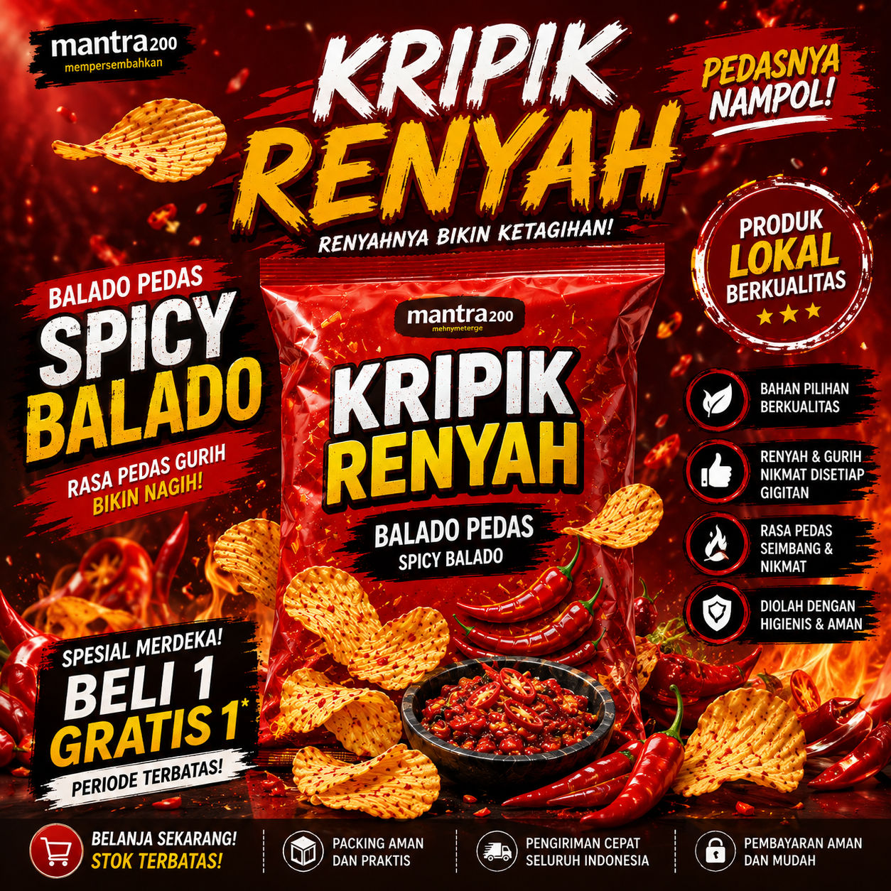 Kripik Renyah Balado Pedas