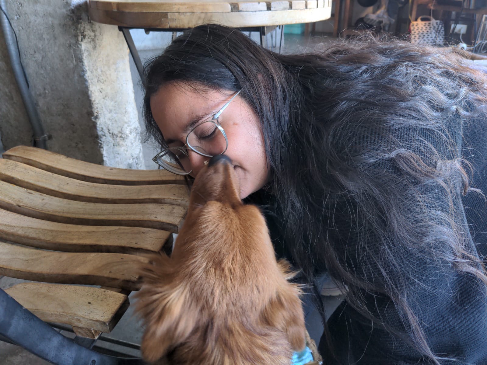 With a dog friend