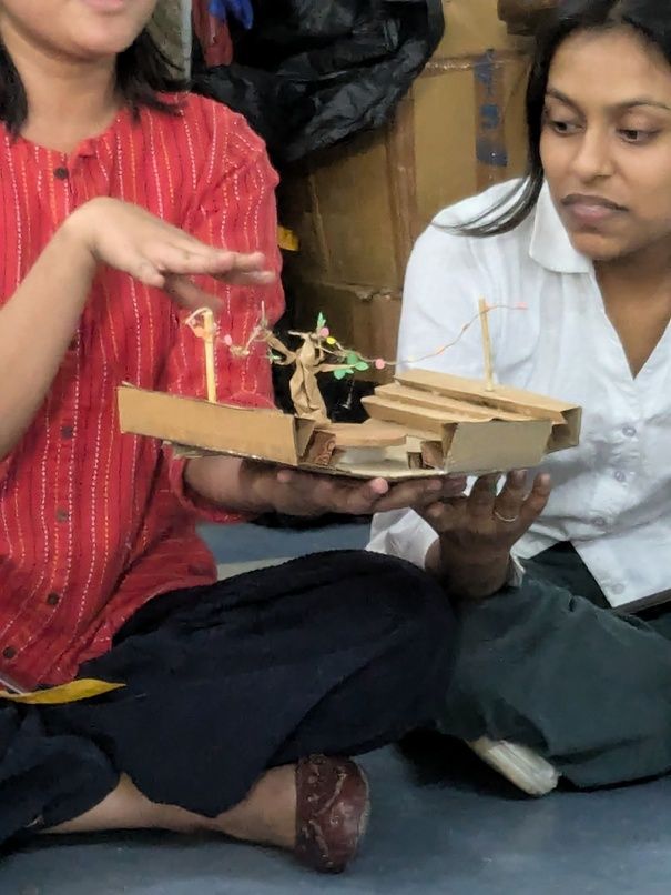 A student creation using junk items