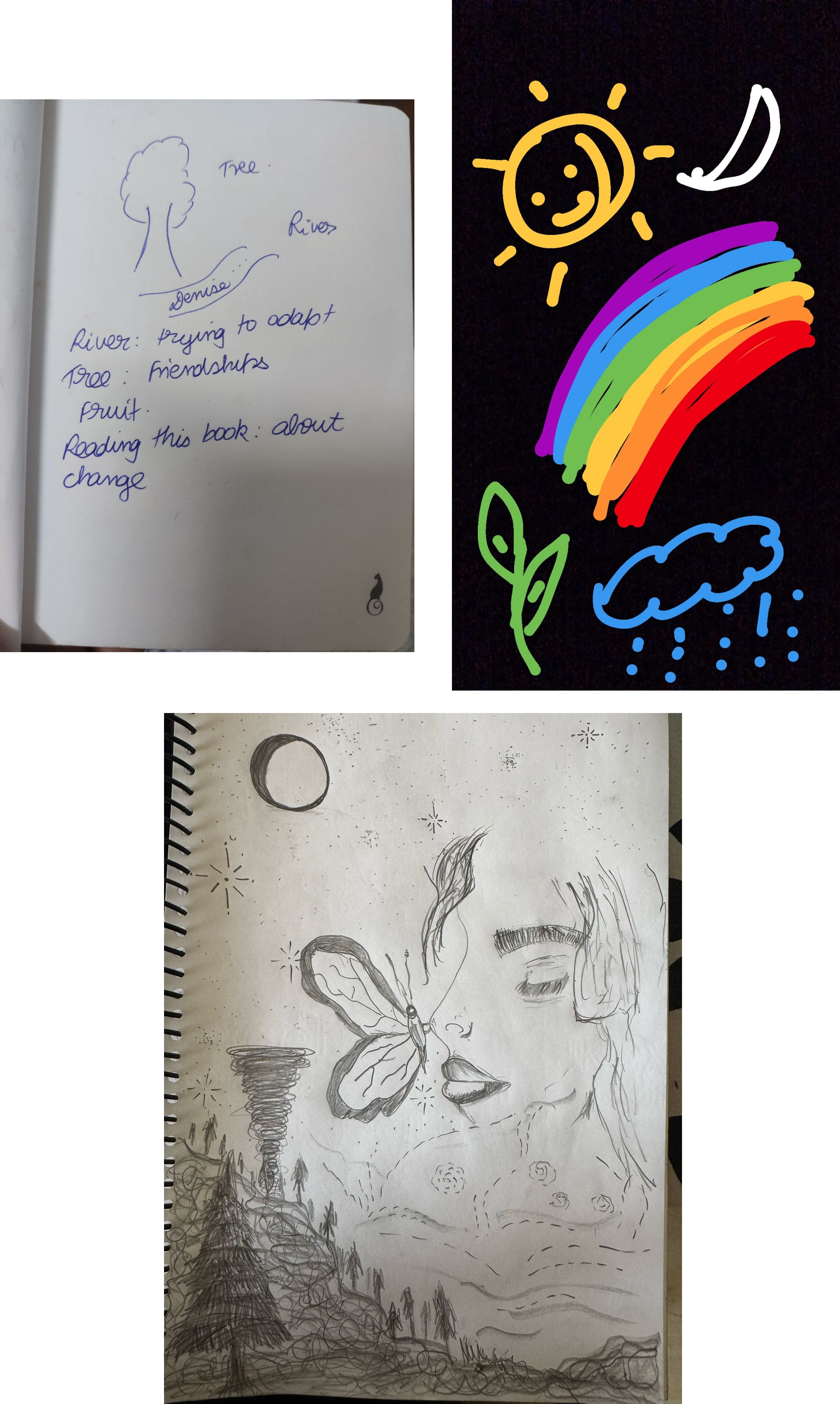Girl, butterfly and the moon