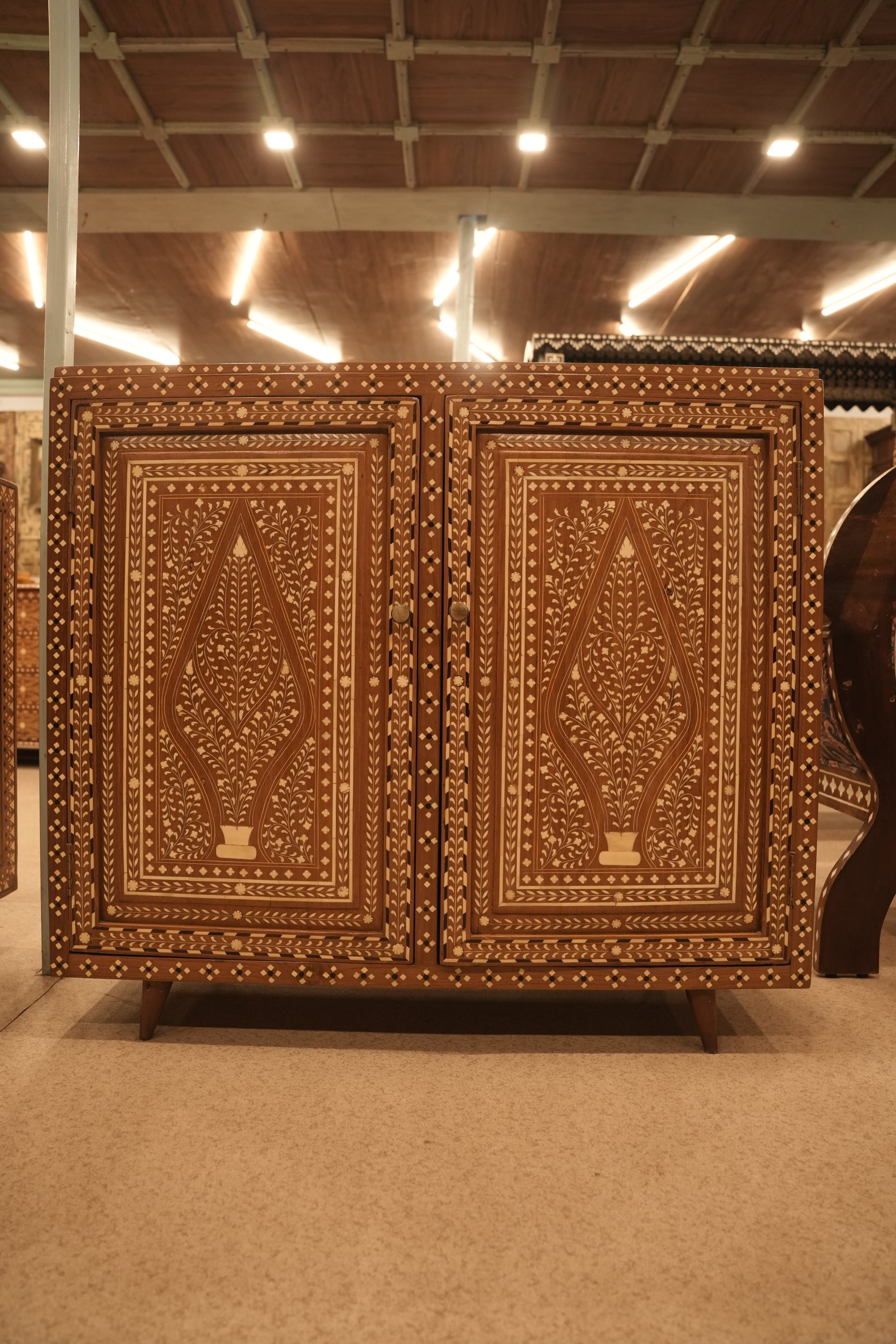 Teak Wood Bone Inlay Cabinet view 3