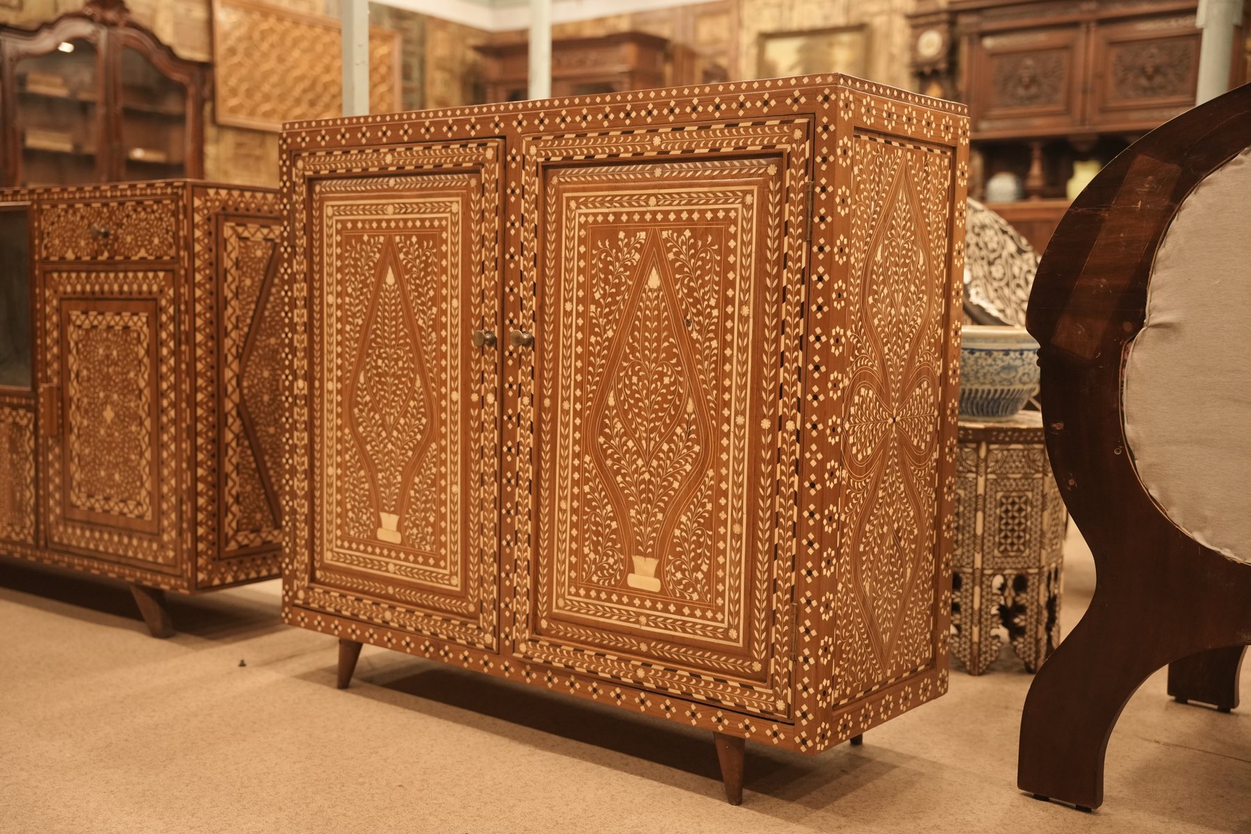 Teak Wood Bone Inlay Cabinet view 4