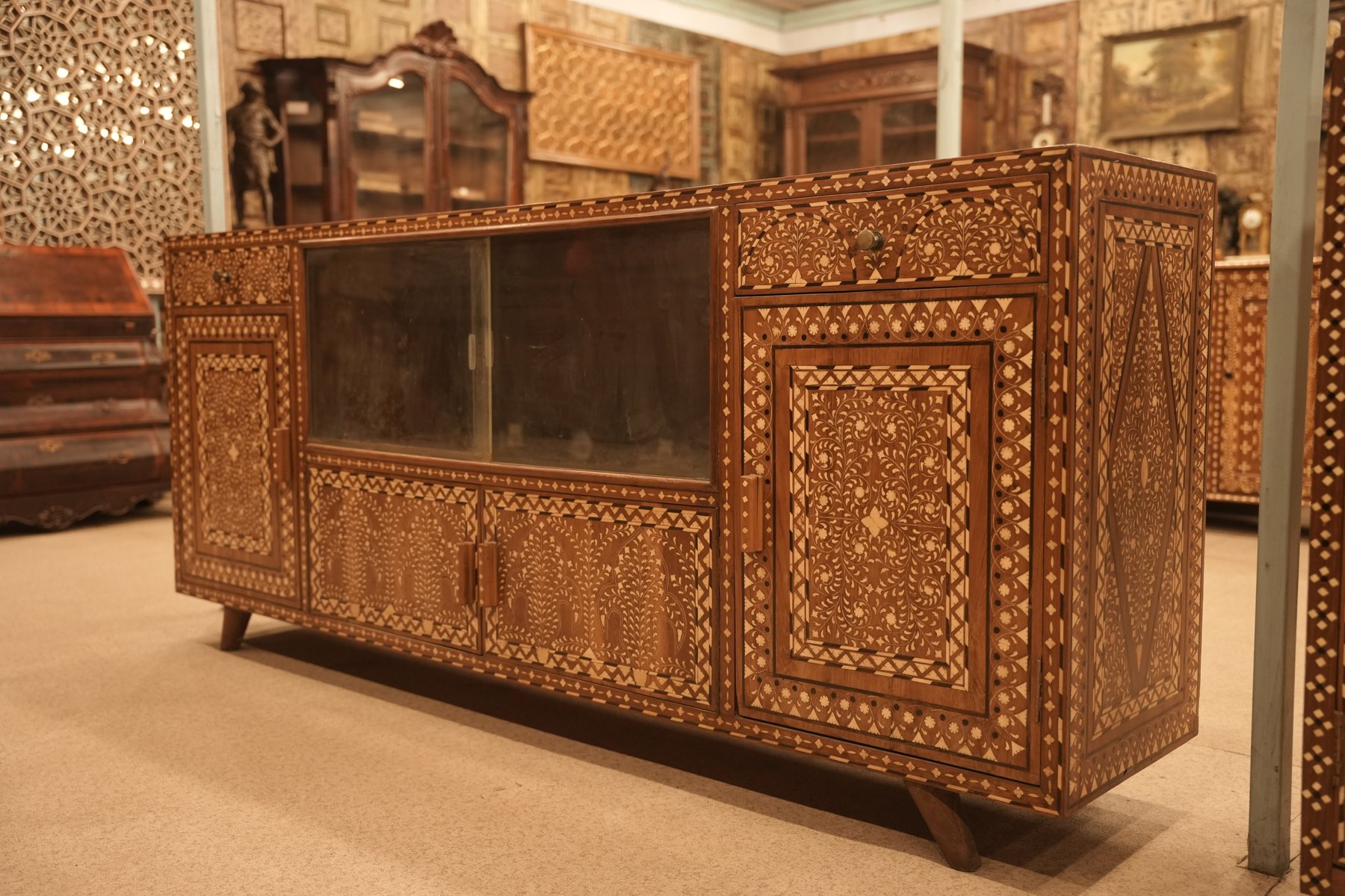 Floral Bone Inlay Sideboard view 4