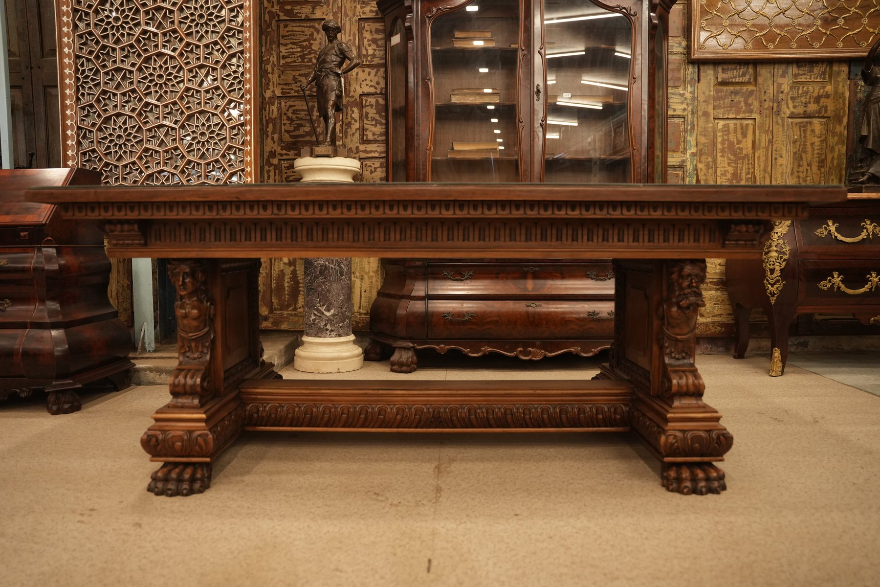 Italian Renaissance Walnut Desk Table view 5