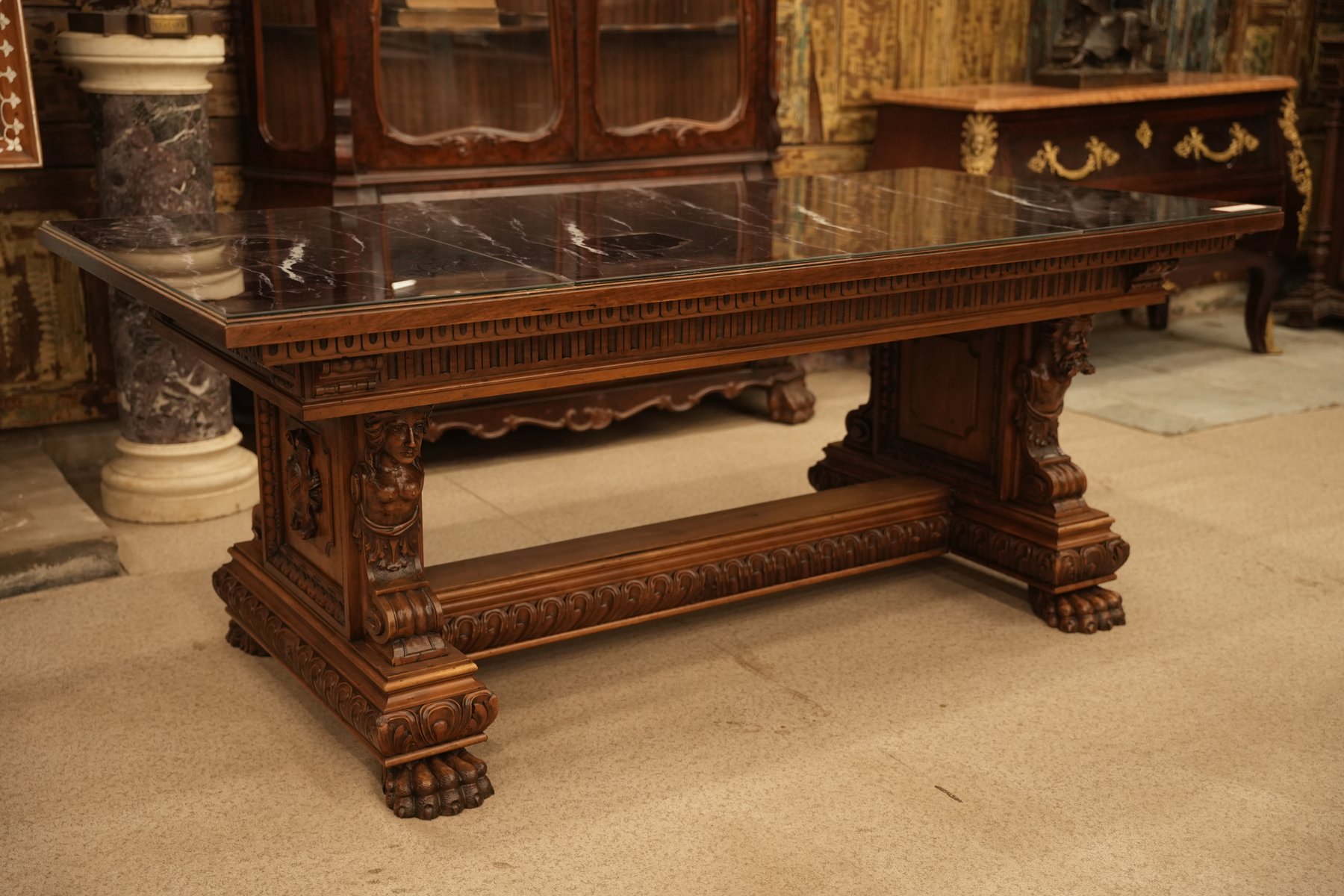 Italian Renaissance Walnut Desk Table view 4