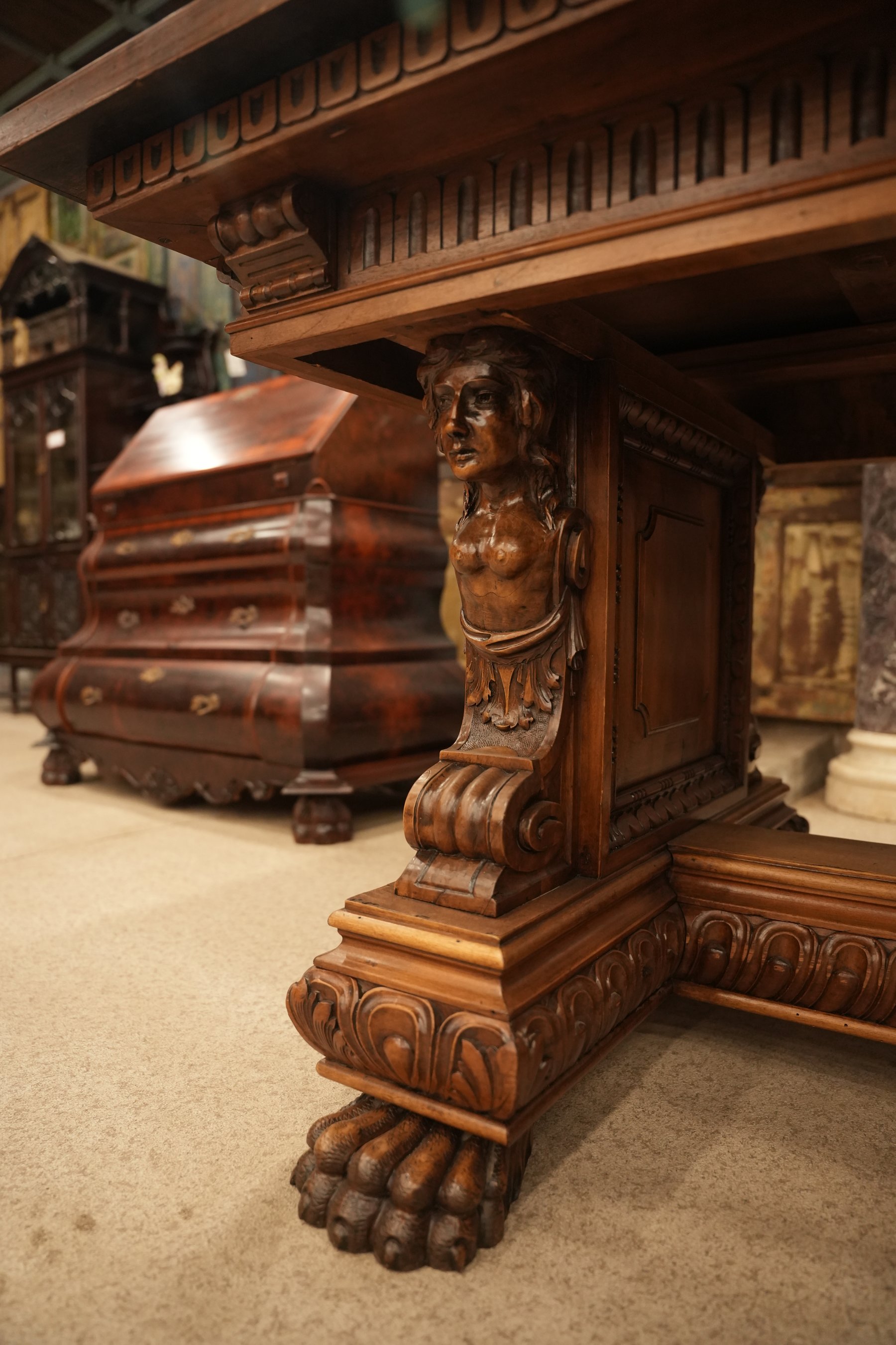 Italian Renaissance Walnut Desk Table view 3