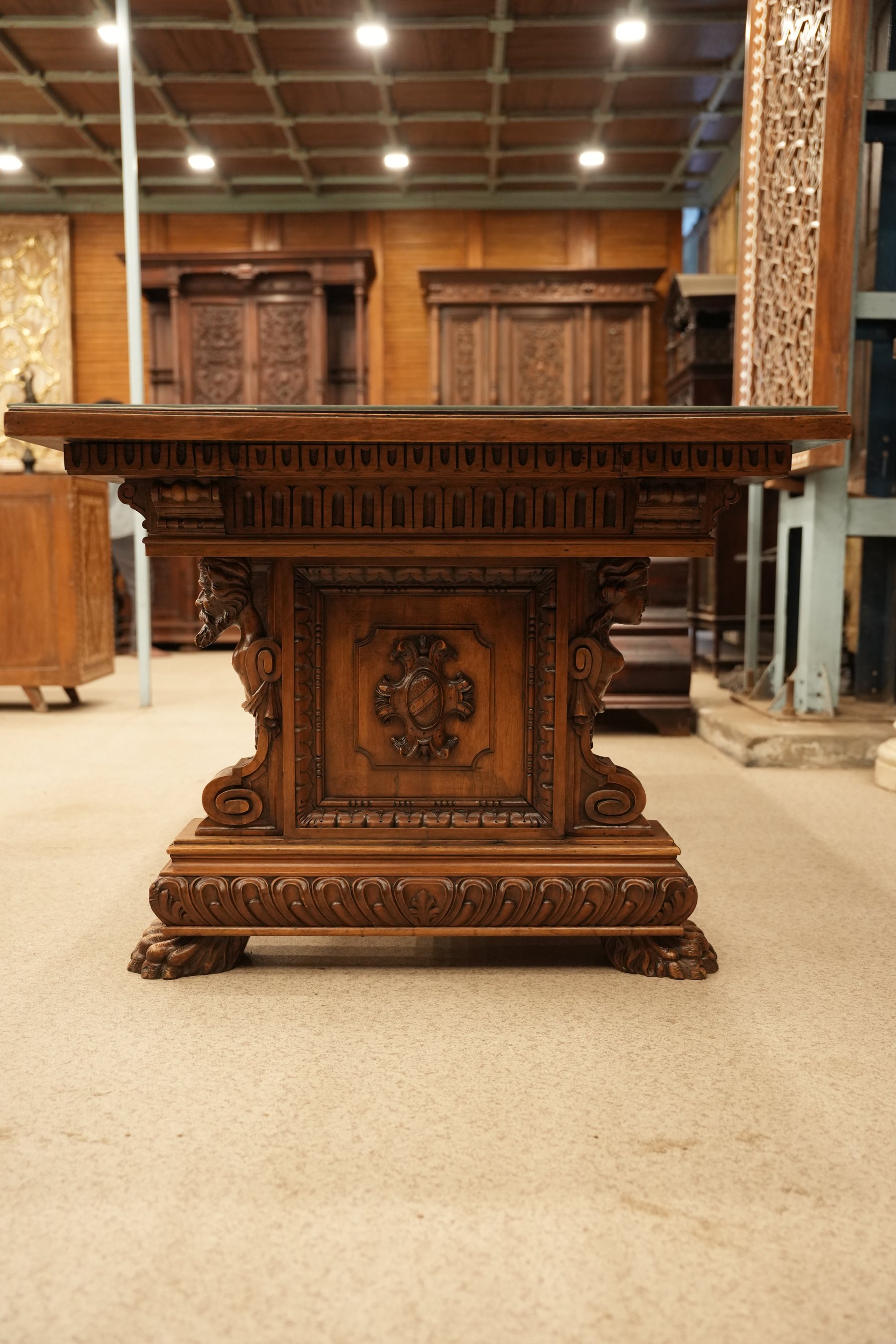 Italian Renaissance Walnut Desk Table view 2